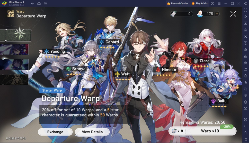 Honkai Star Rail Departure Warp screen