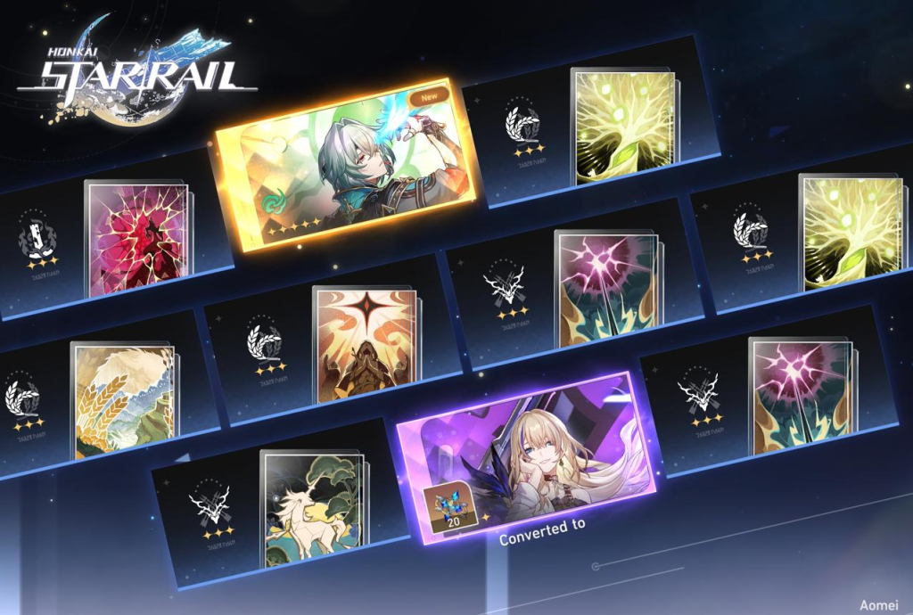 Honkai Star Rail warp result screen with 5-star light cone
