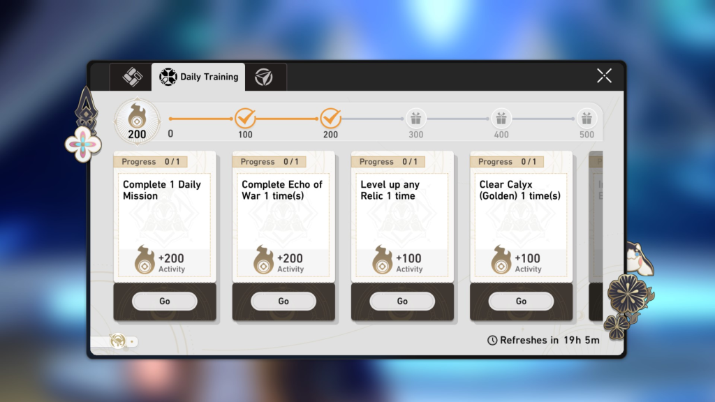 Honkai Star Rail Daily Training interface