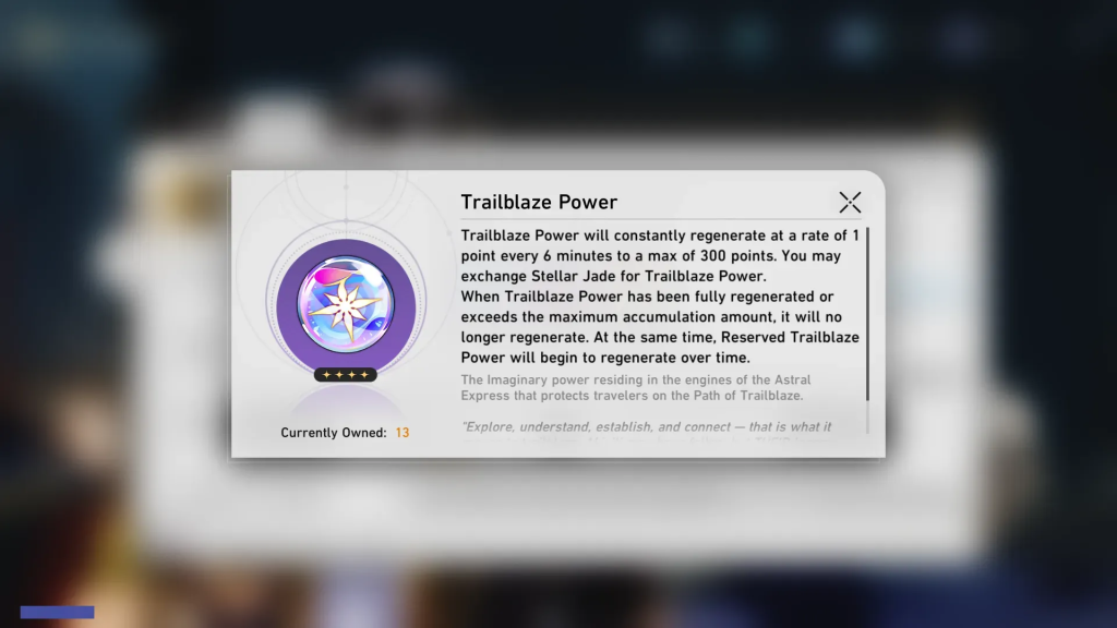 Honkai Star Rail Trailblaze Power explanation screen