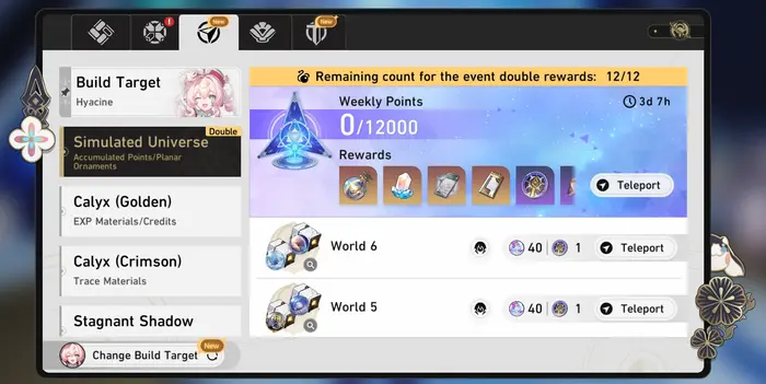 Honkai Star Rail Interastral Peace Guide Simulated Universe screen