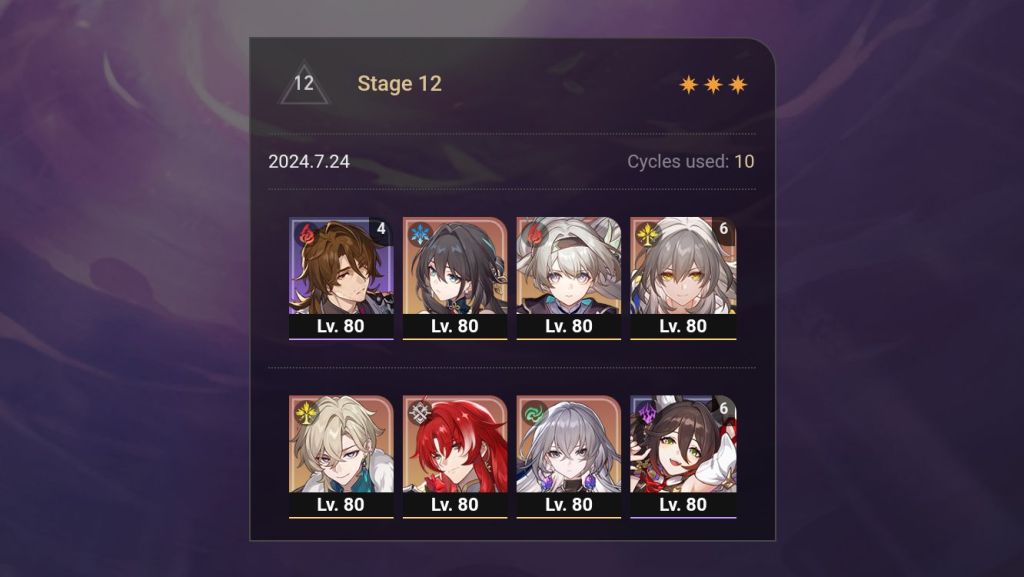 Honkai Star Rail Memory of Chaos Stage 12 clear team