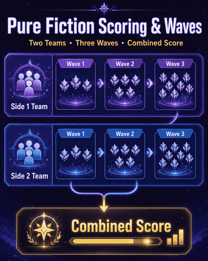 Pure Fiction HSR scoring waves and two team structure explained