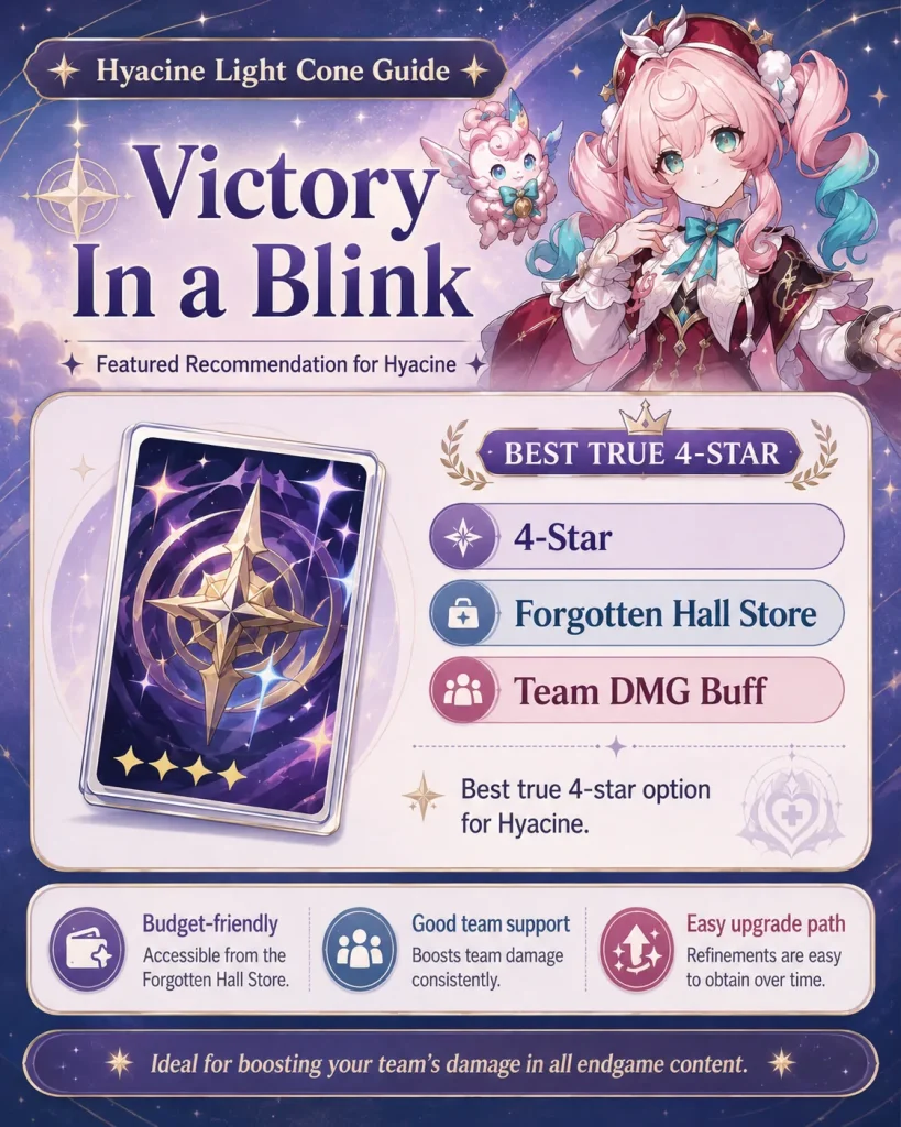 Victory In a Blink Light Cone for Hyacine with team damage buff and budget value