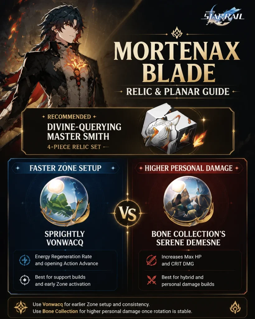 Support and damage Planar Ornament comparison for Mortenax Blade