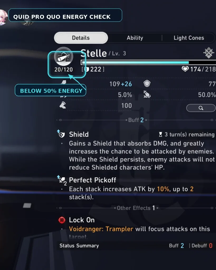 Quid Pro Quo restoring Energy to an HSR ally below 50 percent Energy