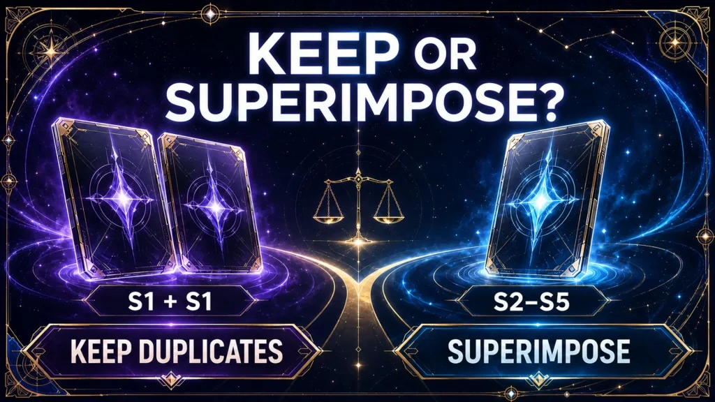 HSR Light Cone superimposition guide comparing two S1 copies with one higher-rank Light Cone