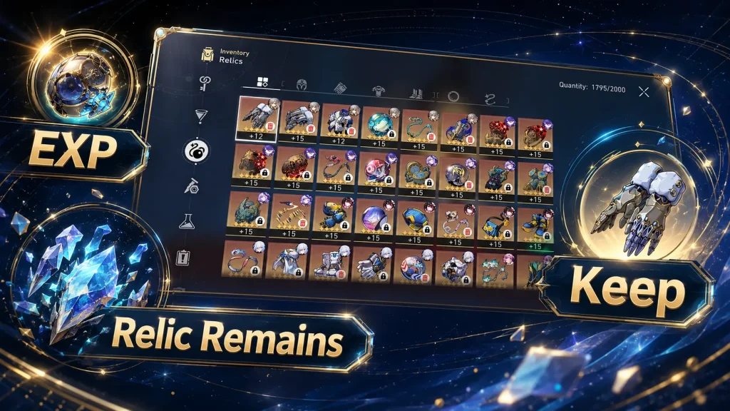 HSR relic salvage guide comparing Relic EXP and Relic Remains