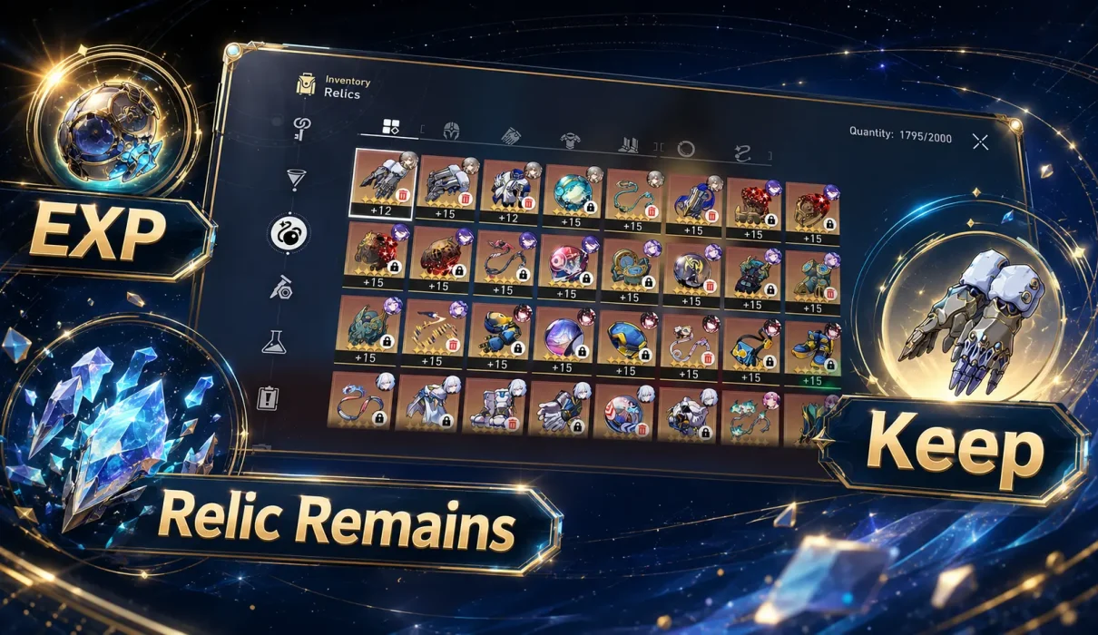 HSR relic salvage guide comparing Relic EXP and Relic Remains