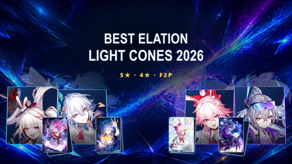 Best Elation Light Cones in HSR 2026 for Sparxie Yao Guang Evanescia and Silver Wolf Lv.999