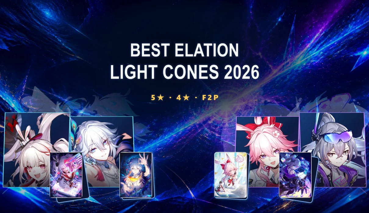 Best Elation Light Cones in HSR 2026 for Sparxie Yao Guang Evanescia and Silver Wolf Lv.999