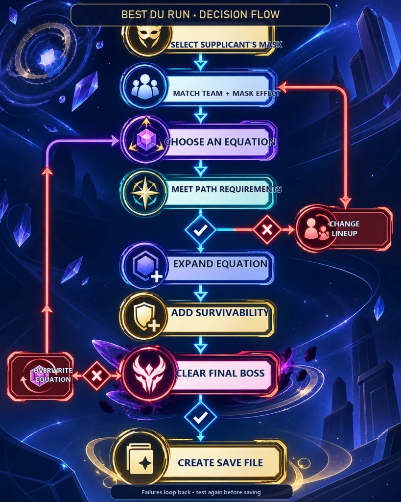 Best HSR Divergent Universe strategy flowchart for Equations Blessings defense and Save Files