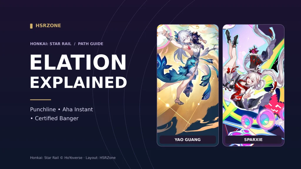 Sparxie and Yao Guang introduce the Elation Path, Punchline, and Aha Instant in Honkai Star Rail.