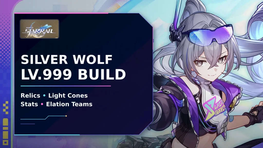 Silver Wolf Lv.999 build in Honkai Star Rail with best Relics Light Cones stats and Elation teams